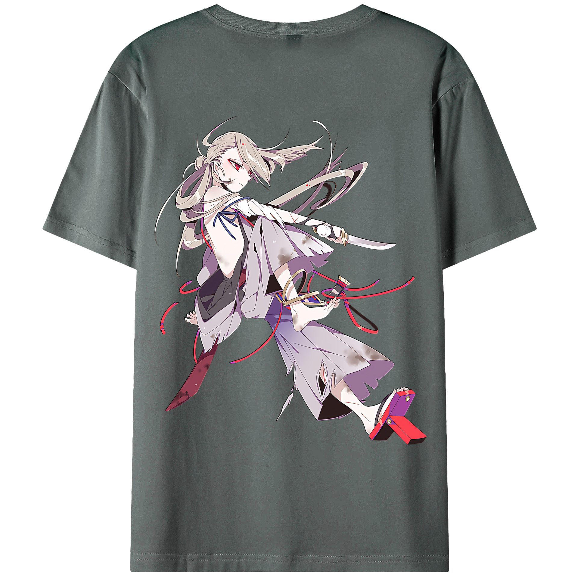 （画像用） 刀剣乱舞 Touken Ranbu 綿100％ メンズ半袖Tシャツ（バックプリント） 通気性